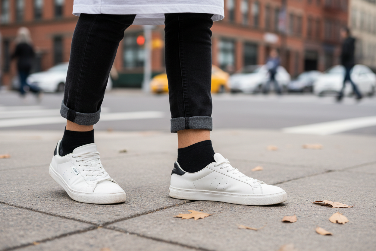 Kurze schwarze Socken Nahaufnahme